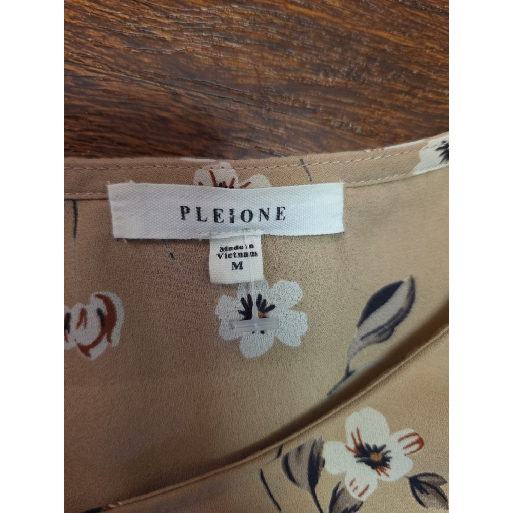 Pleione Blouse Top tan floral print size medium - Picture 3 of 4